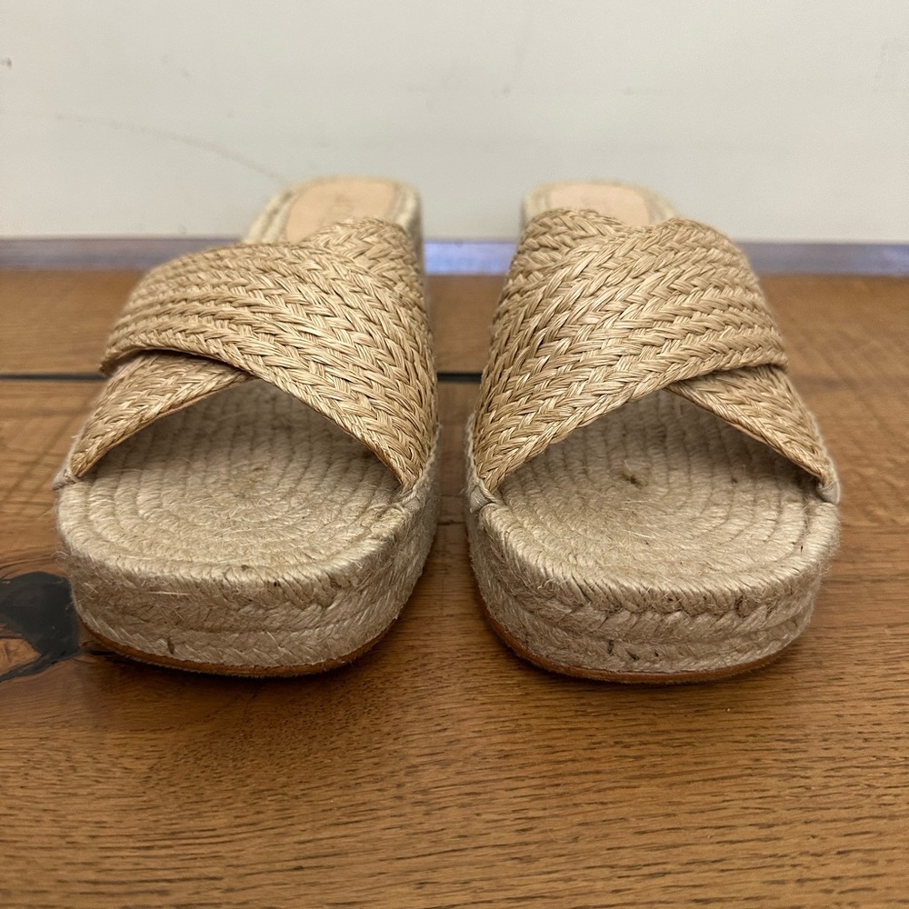 J Crew Made-in-Spain block-heel espadrilles raffia Size 11 - Picture 4 of 7
